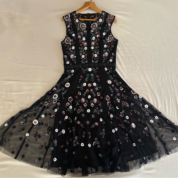 Needle & Thread Black and Pink Embellished Midi Dress - Picture 3 of 10